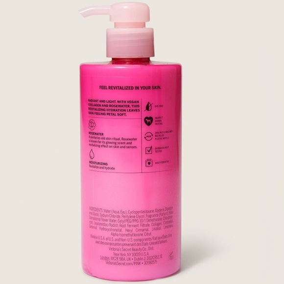 NWT Victoria’s Secret PINK Rosewater + Vegan Collagen Revitalizing Body Lotion - Picture 2 of 7